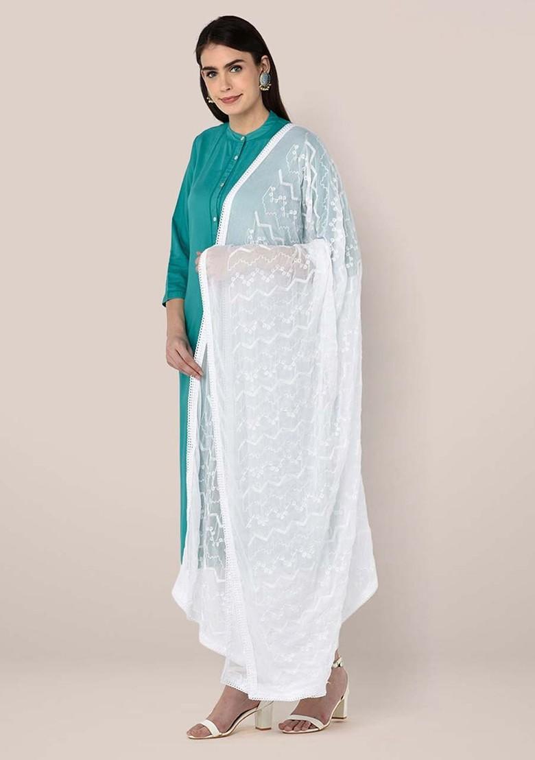 Ethnic Motifs Embroidered Dupatta With Thread Work