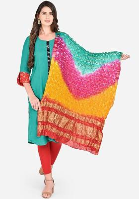 Multicoloured Bandhini Printed Dupatta