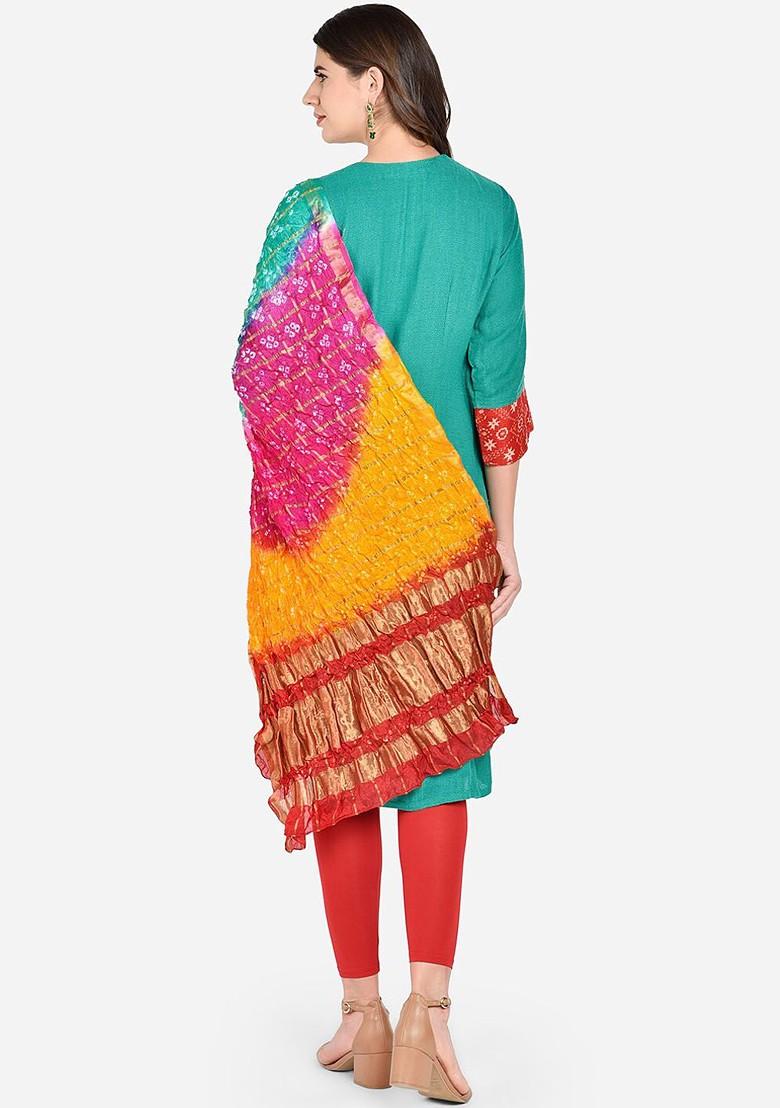Multicoloured Bandhini Printed Dupatta