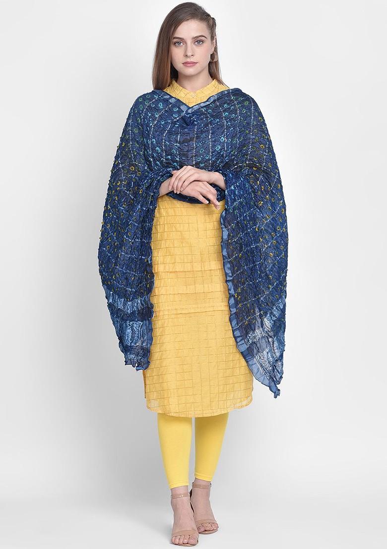 Blue Bandhini Gharchola Dupatta