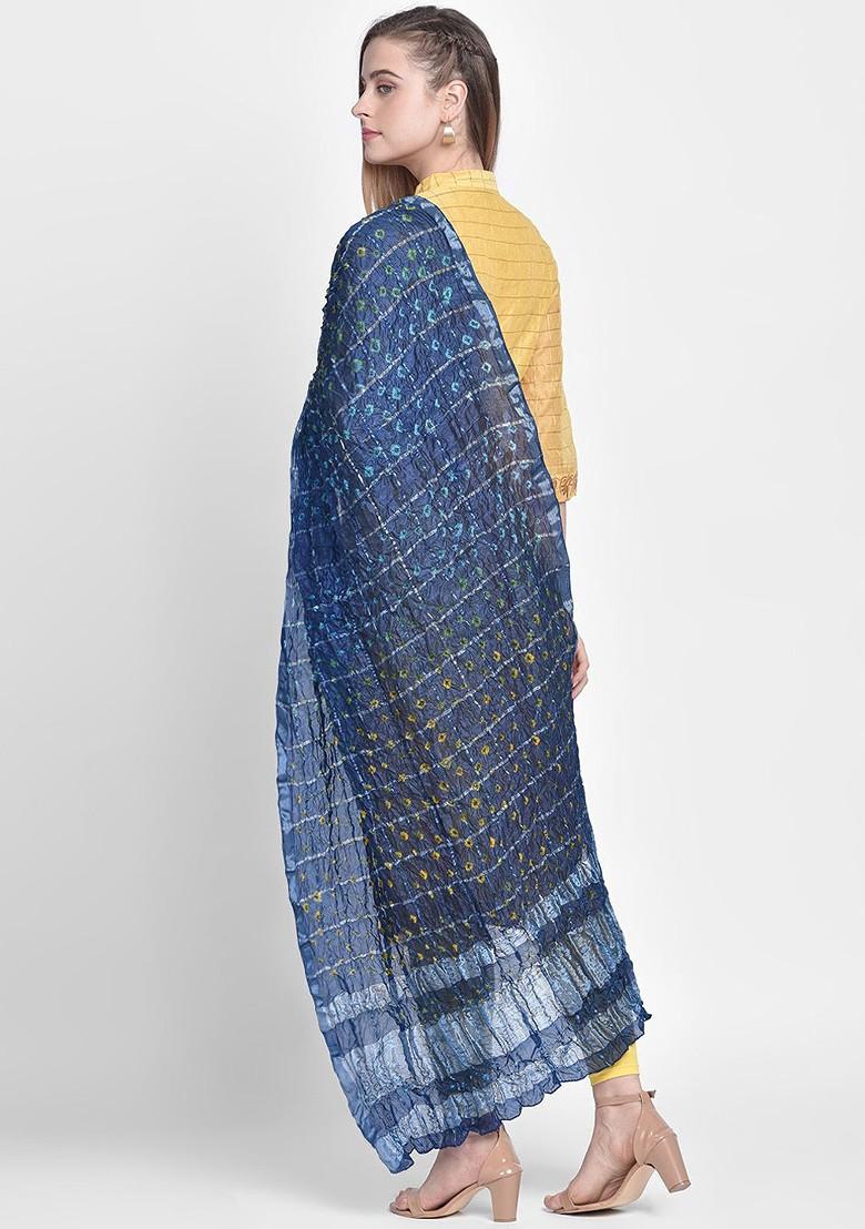 Blue Bandhini Gharchola Dupatta