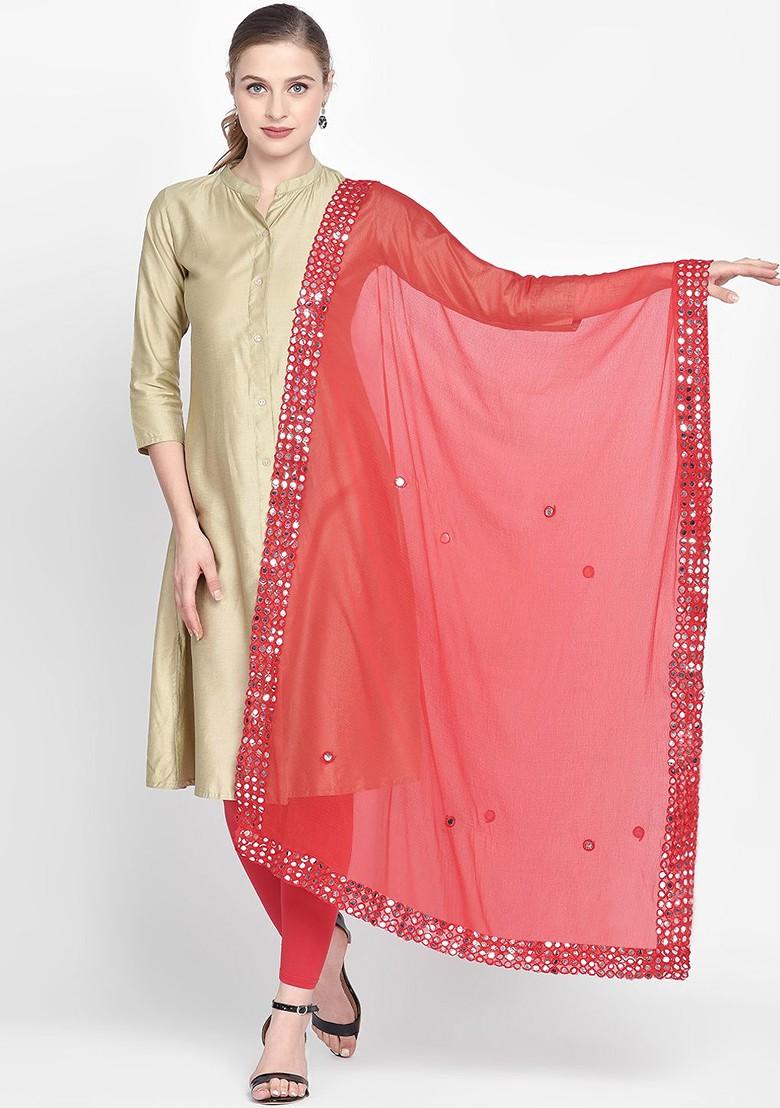 Red Solid Dupatta