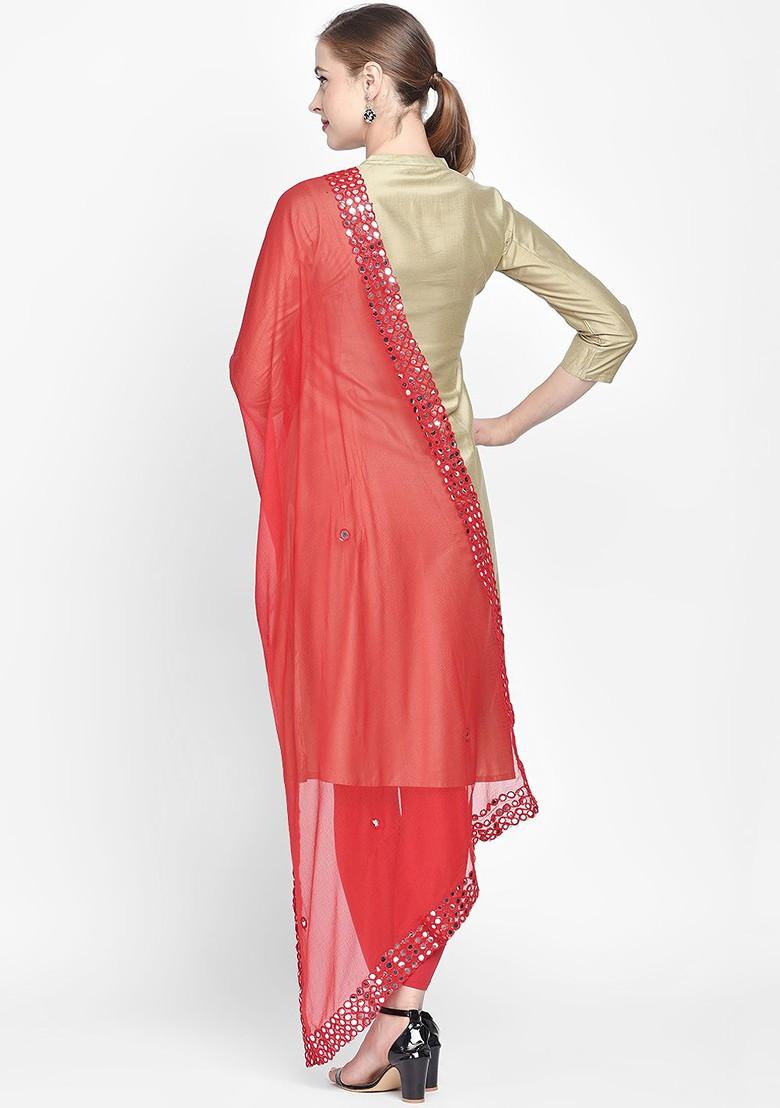 Red Solid Dupatta