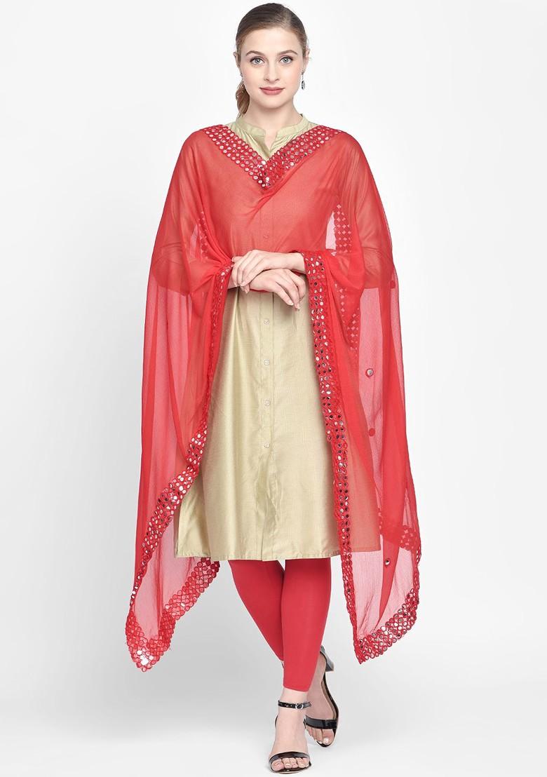 Red Solid Dupatta
