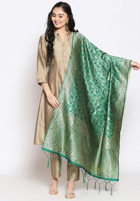 Woven Design Dupatta With Zari