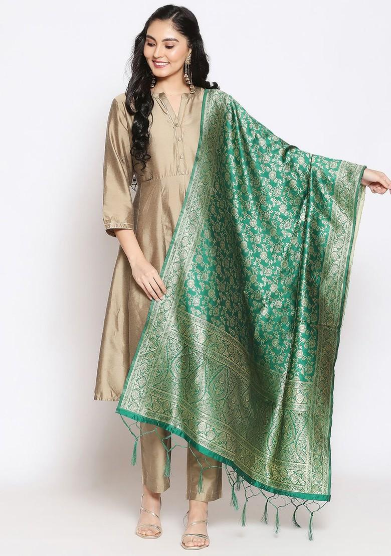 Woven Design Dupatta With Zari