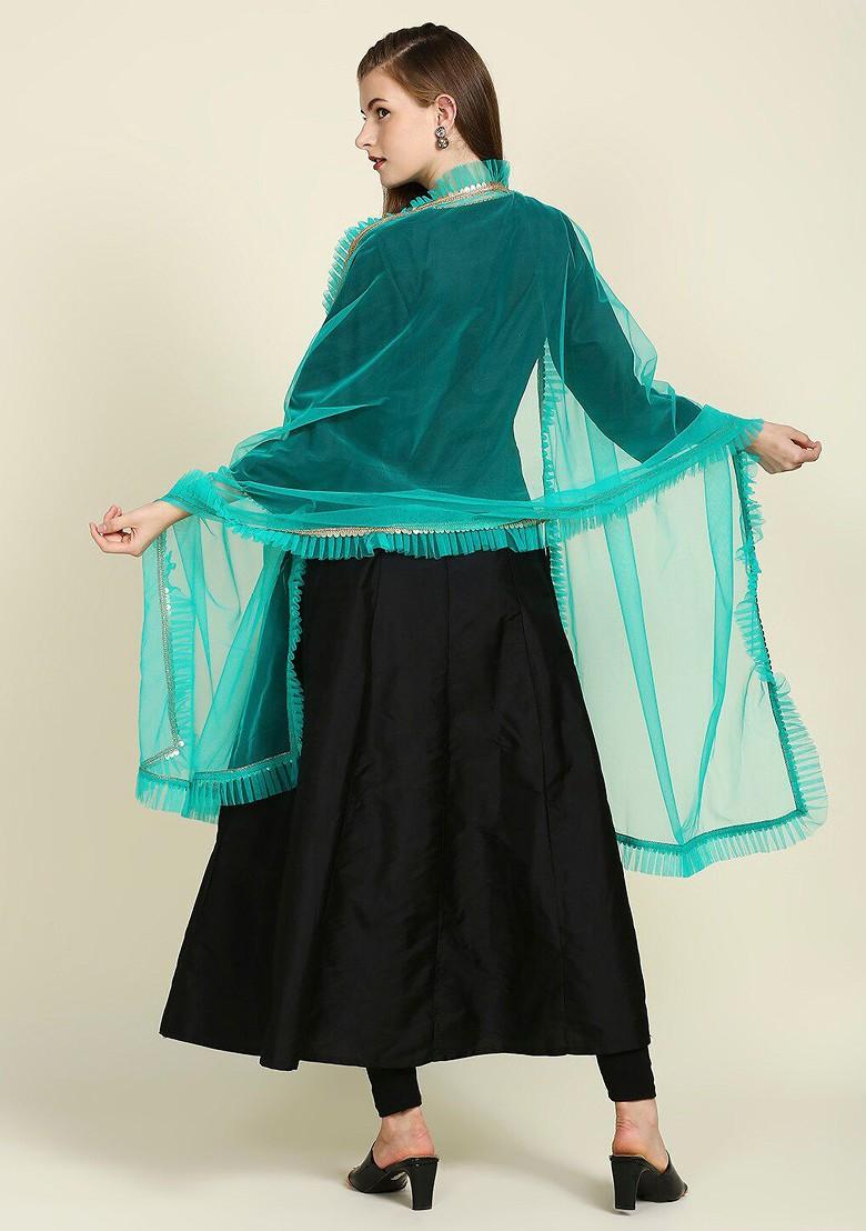 Ruffles Sequin Embellished Net Dupatta