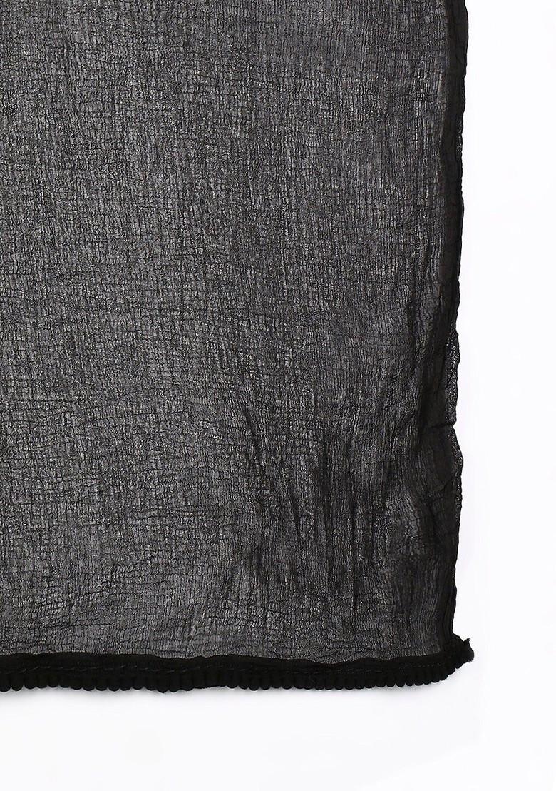 Black Solid Pure Cotton Dupatta