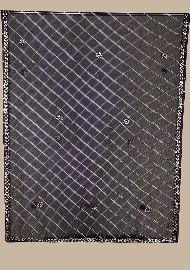 Leheriya Embroidered Dupatta With Gotta Patti