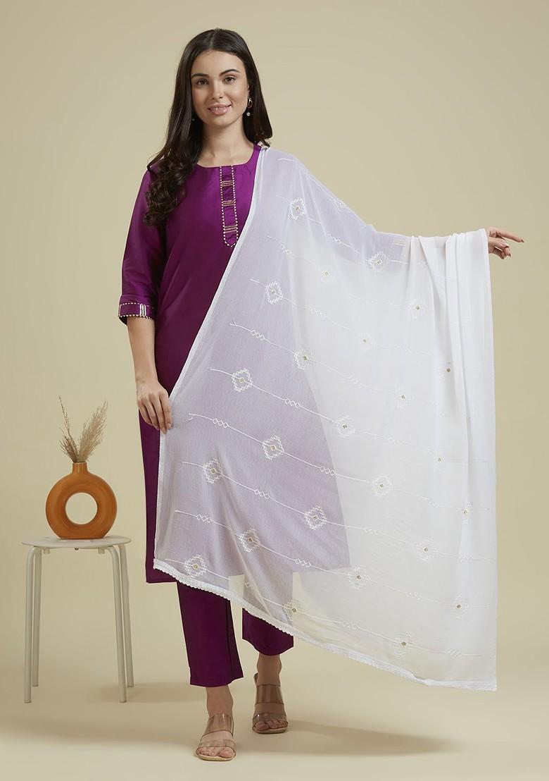 Ethnic Motifs Embroidered Thread Work Dupatta