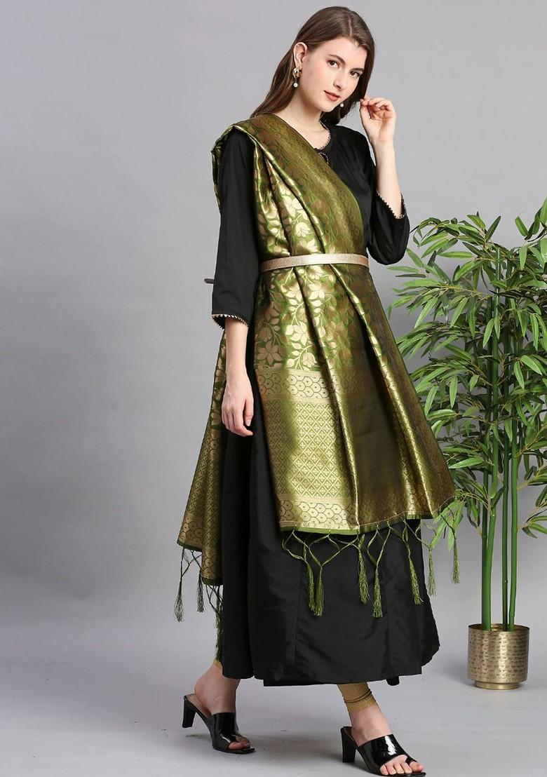 Woven Design Dupatta With Zari
