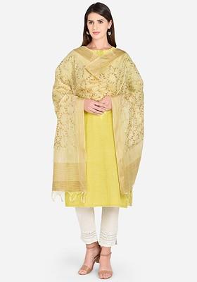 Cream Coloured Embroidered Dupatta