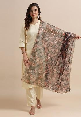 Floral Printed Organza Dupatta