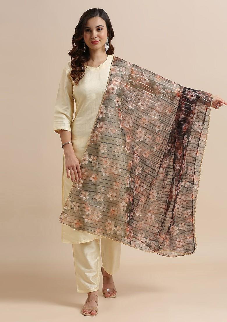 Floral Printed Organza Dupatta