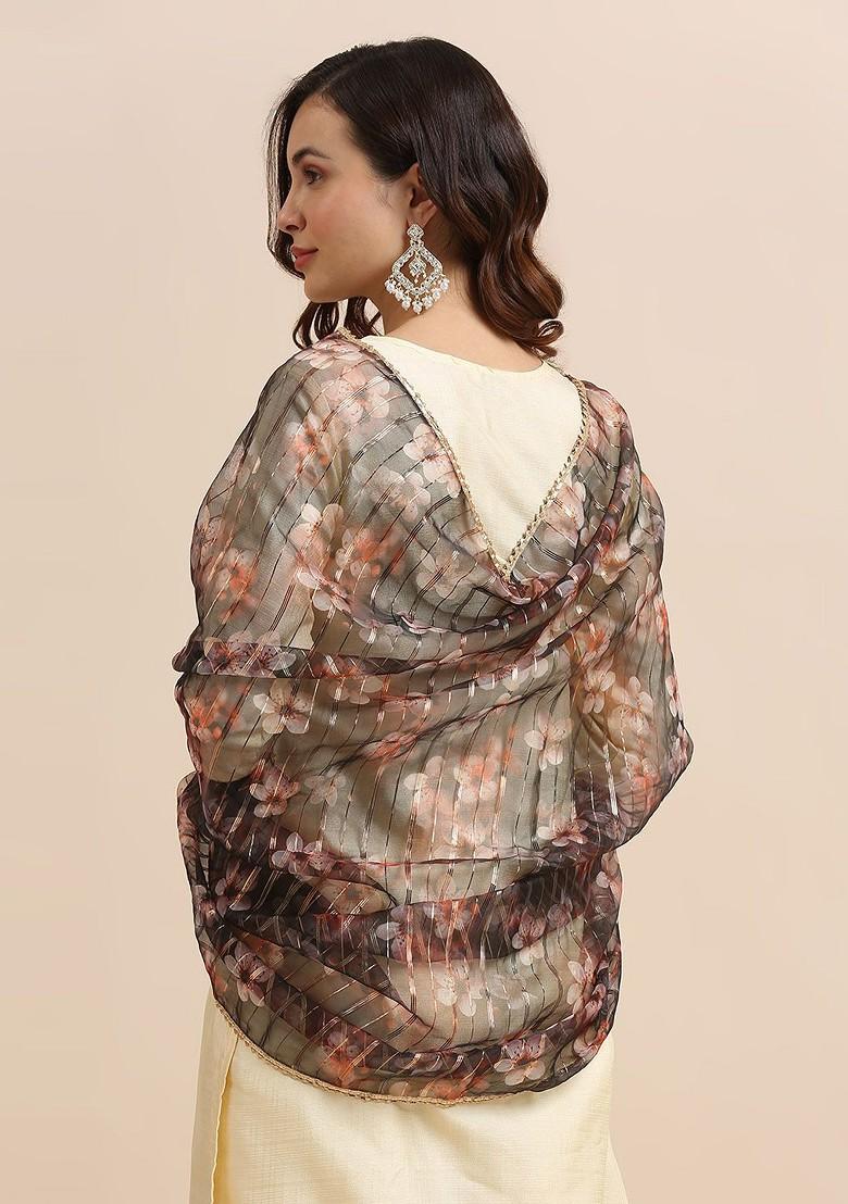 Floral Printed Organza Dupatta