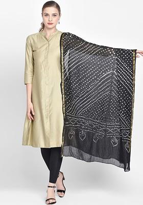 Black And White Bandhini Dyed Dupatta