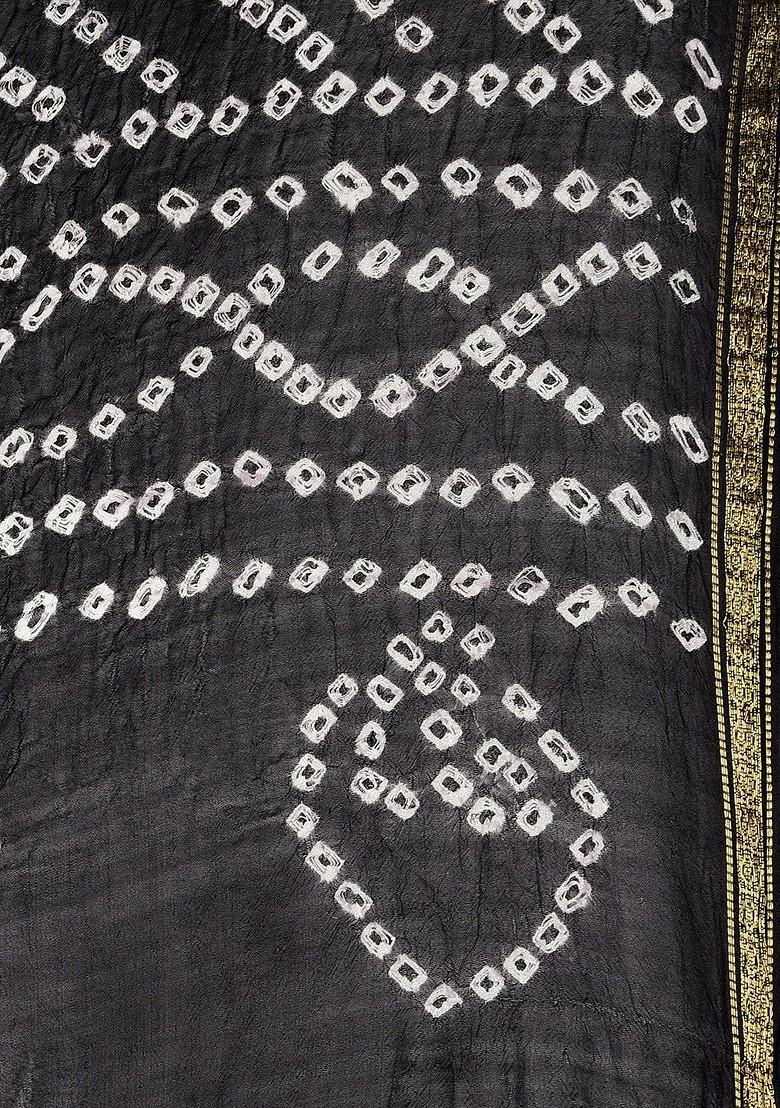 Black And White Bandhini Dyed Dupatta