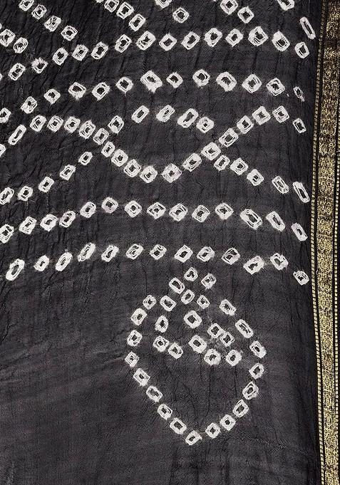 Black And White Bandhini Dyed Dupatta