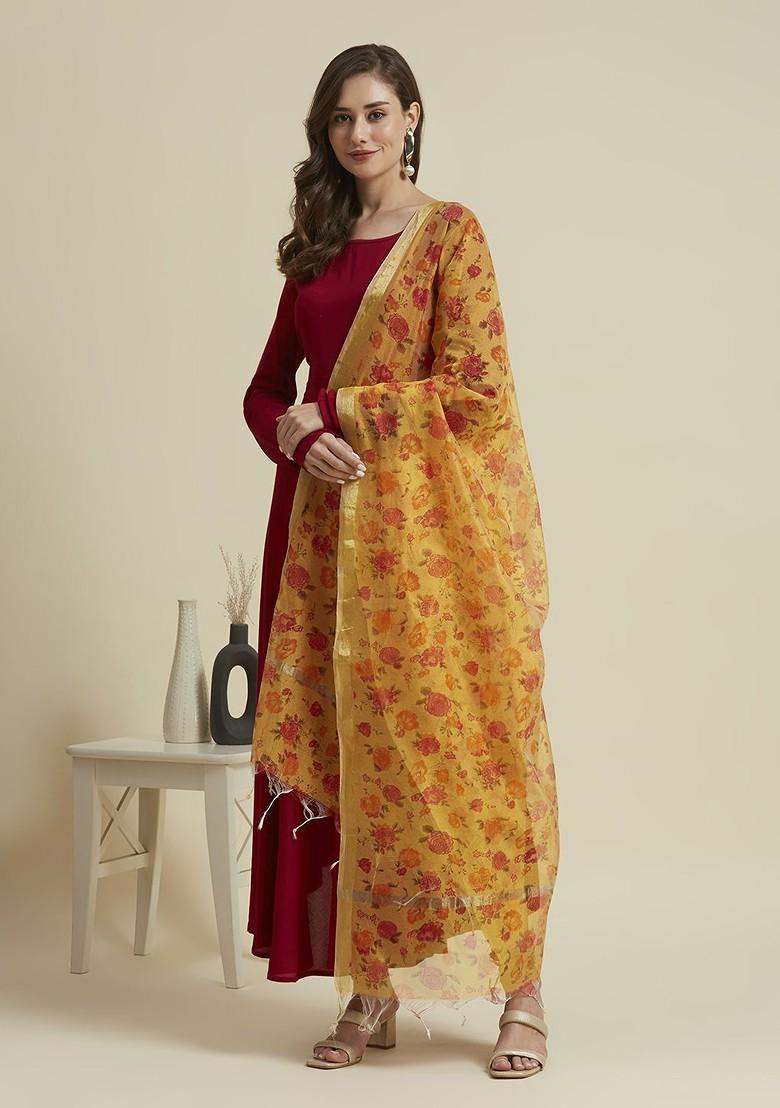 Floral Printed Cotton Silk Dupatta