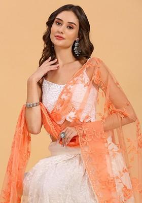 Floral Embroidered Net Dupatta