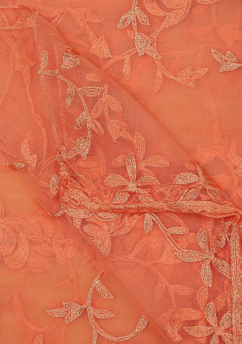 Floral Embroidered Net Dupatta
