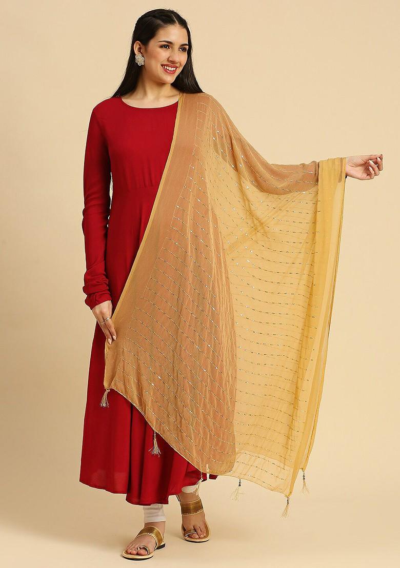 Embroidered Chiffon Dupatta With Sequinned