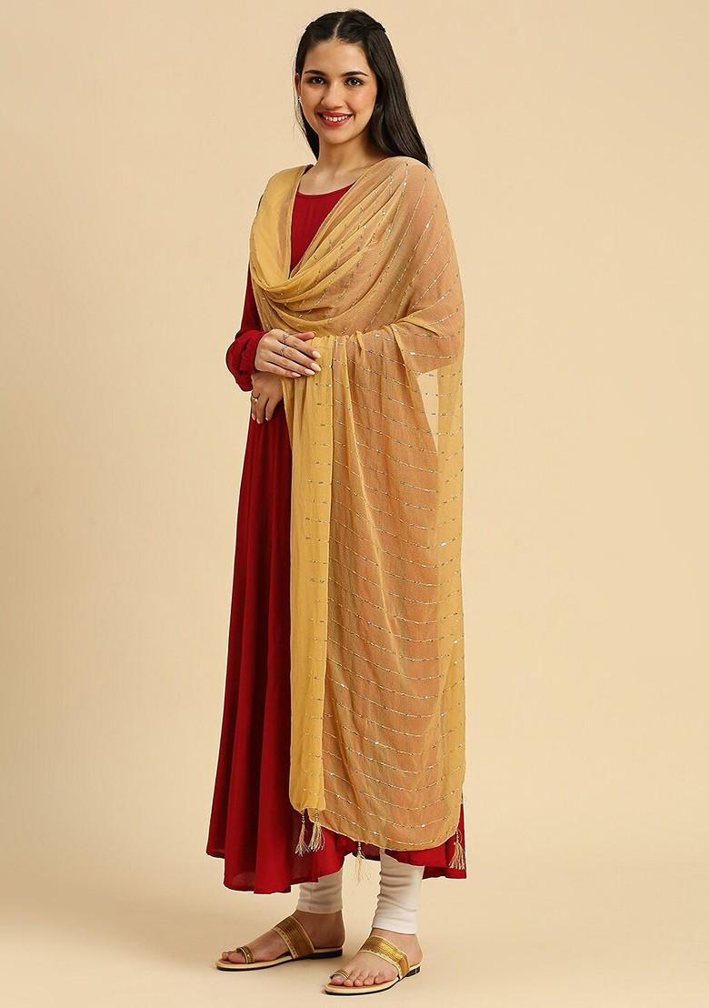 Embroidered Chiffon Dupatta With Sequinned