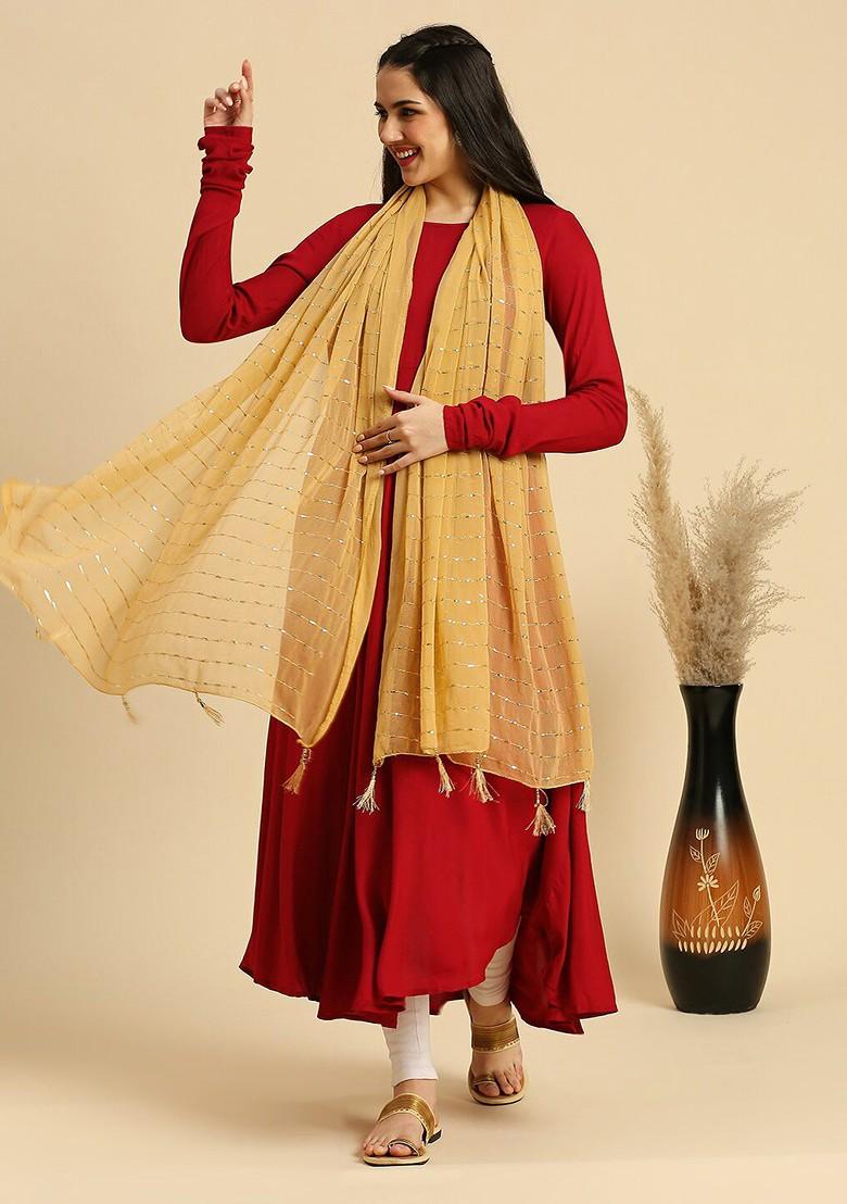 Embroidered Chiffon Dupatta With Sequinned