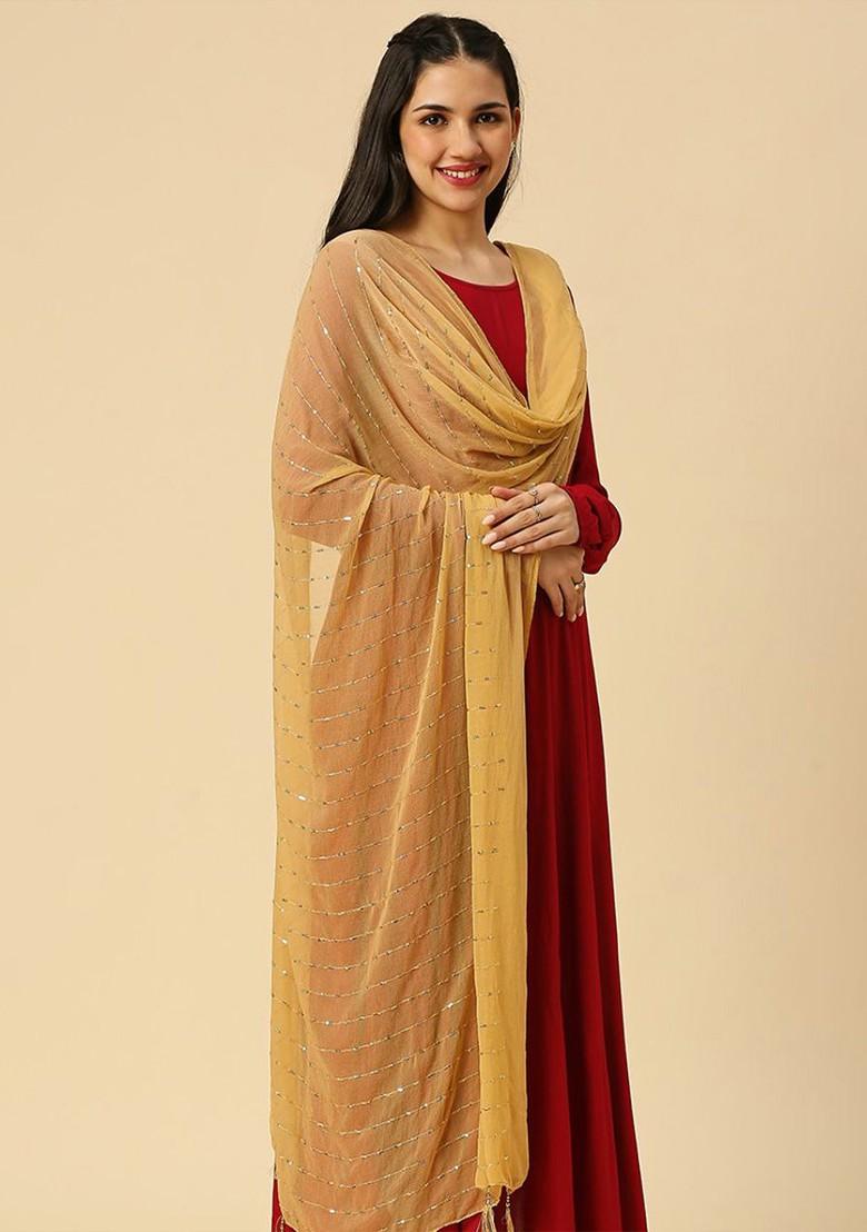 Embroidered Chiffon Dupatta With Sequinned