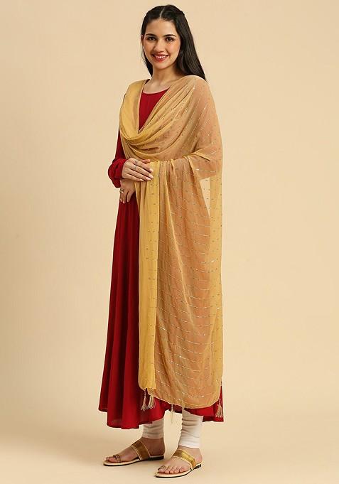 Embroidered Chiffon Dupatta With Sequinned