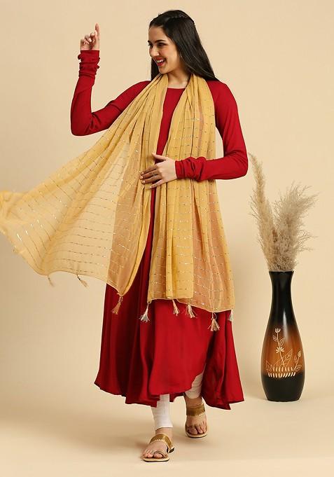 Embroidered Chiffon Dupatta With Sequinned