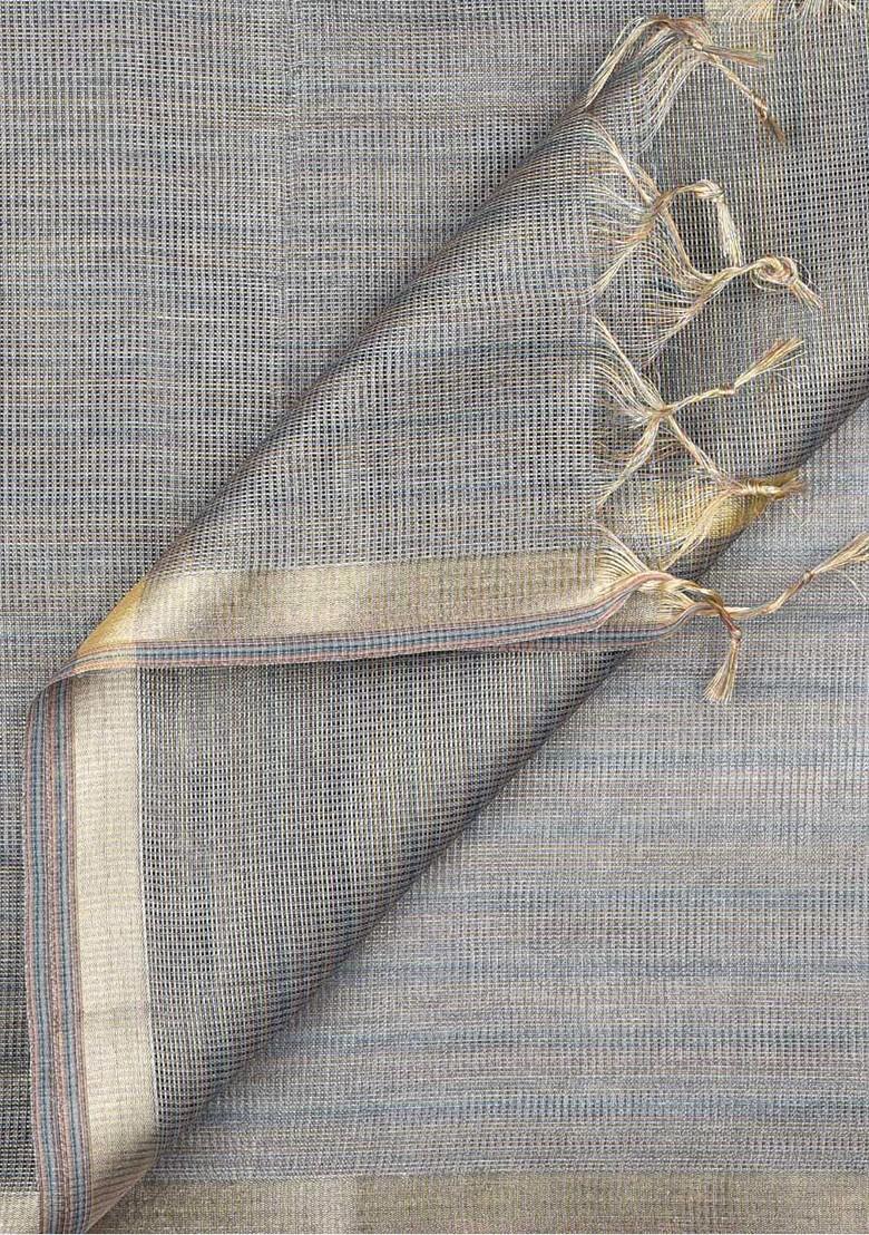 Women Silver Toned And Gold Toned Solid Dupatta