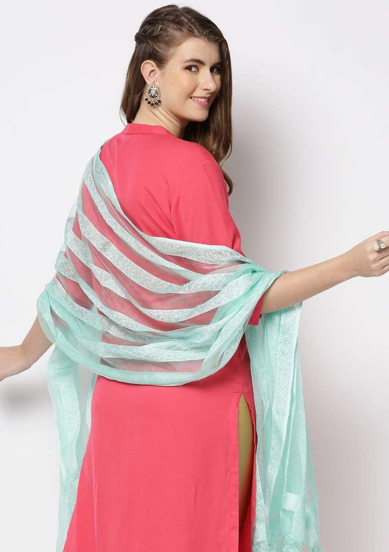 Striped Organza Dupatta - Indya