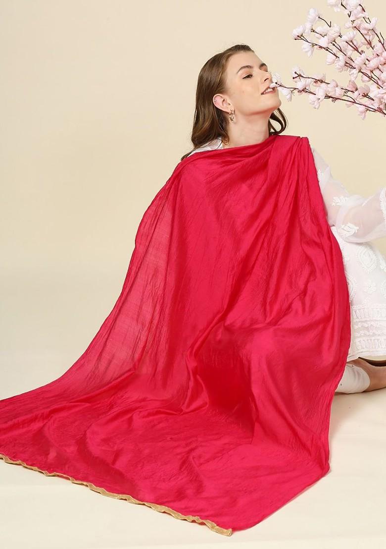 Women Pink And Gold Toned Dupatta