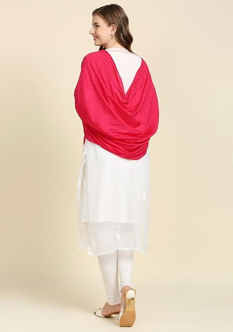Women Pink And Gold Toned Dupatta