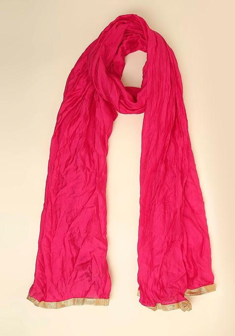 Women Pink And Gold Toned Dupatta