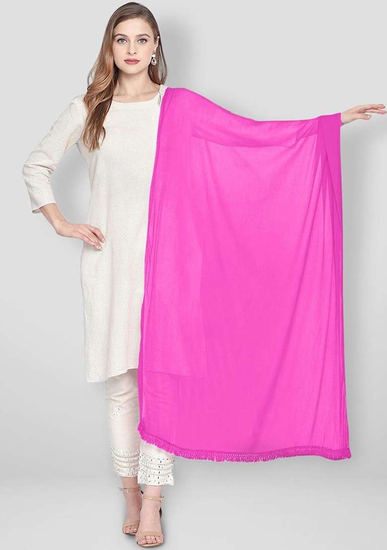 Magenta Solid Dupatta - Indya