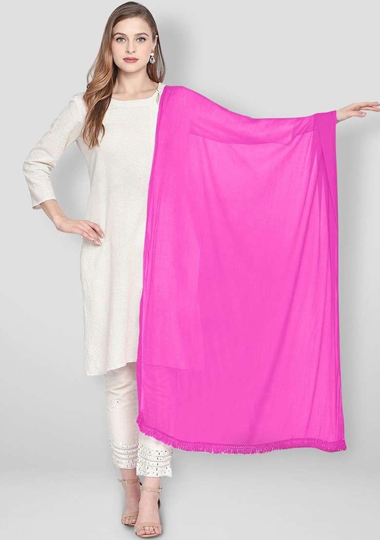 Magenta Solid Dupatta - Indya