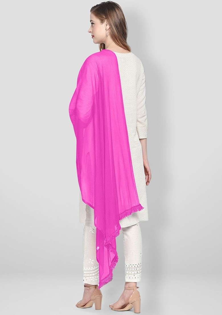 Magenta Solid Dupatta - Indya