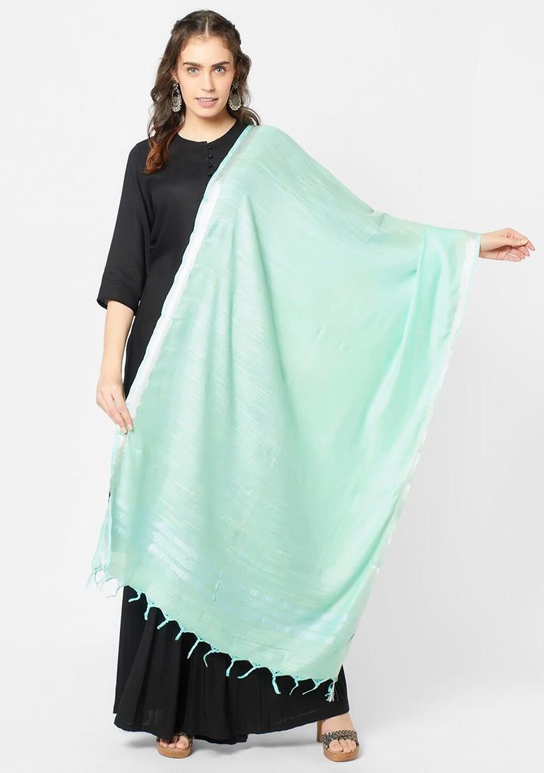 Women Sea Green Linen Dupatta