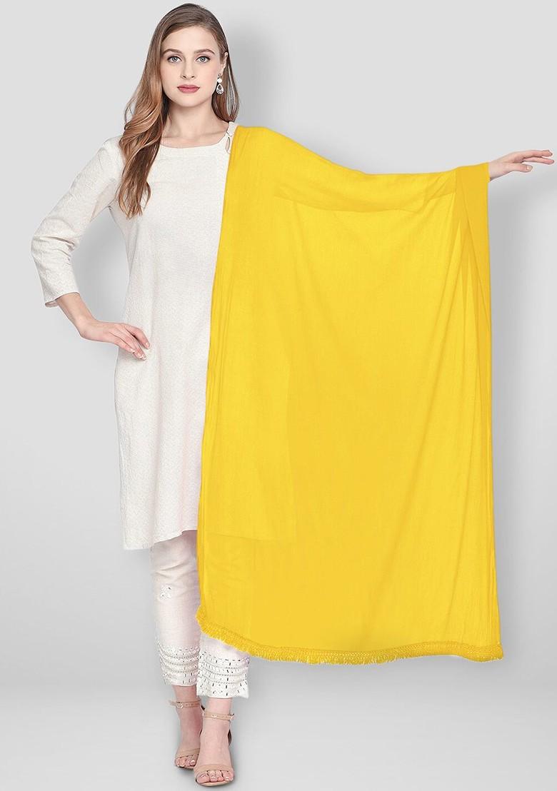 Yellow Solid Dupatta