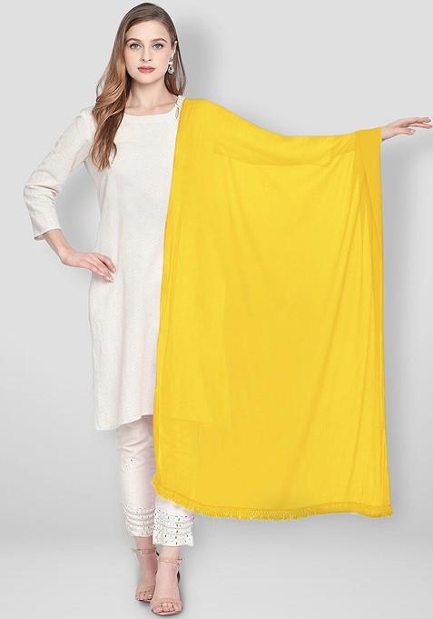 Yellow Solid Dupatta