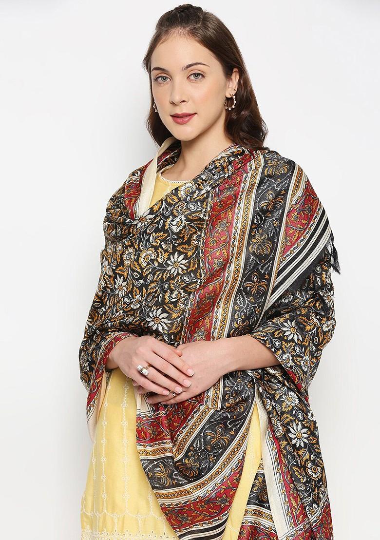 Black And Red Printed Dupatta