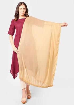 Women Beige Solid Chiffon Dupatta