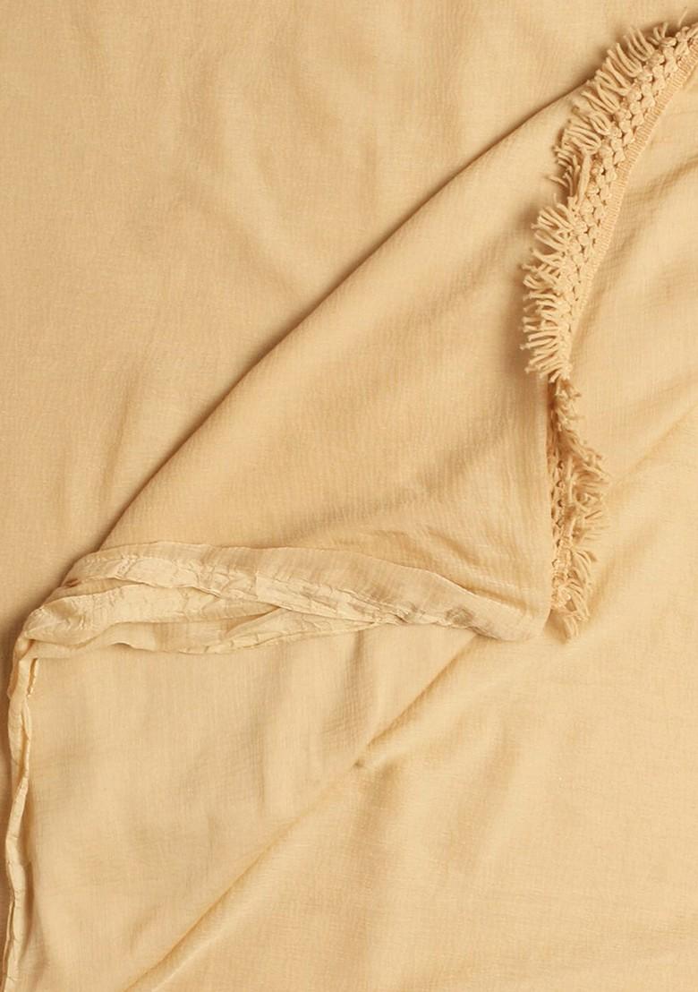 Women Beige Solid Chiffon Dupatta