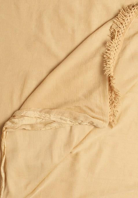 Women Beige Solid Chiffon Dupatta