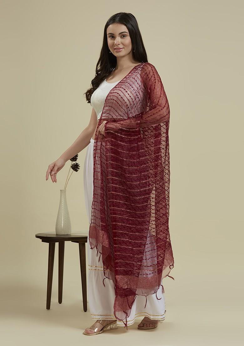 Woven Design Zari Organza Dupatta