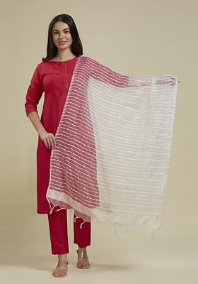 Woven Design Organza Dupatta With Zari