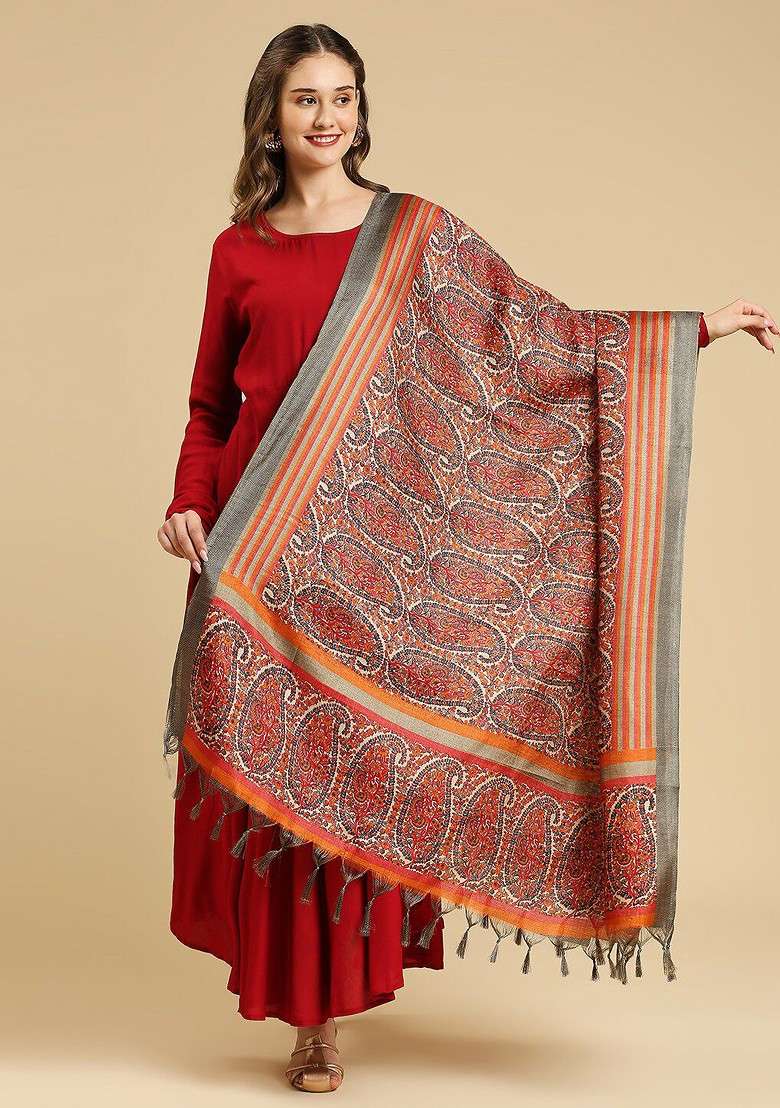 Paisley Printed Dupatta - Indya