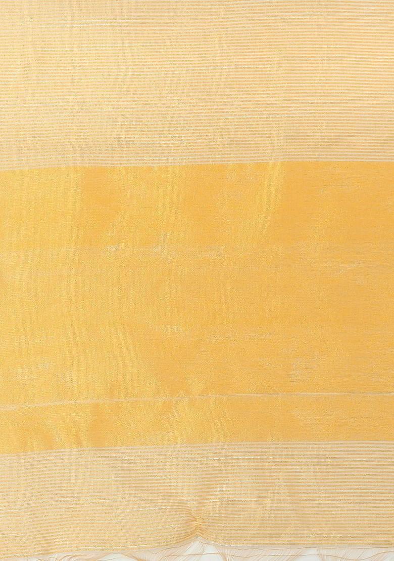 Women Yellow And Gold Toned Striped Dupatta